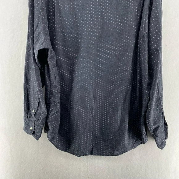 J.Crew Button-Up Shirt Men's Sz M Gray Polka Dot Collared High-Low Hem - Picture 9 of 11